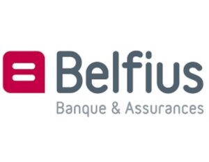 Belfius logo with a pink square icon and the word ‘Belfius’ followed by ‘Banque & Assurances’