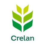 Crelan logo: green leaf motif above the word Crelan in teal letters